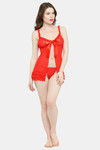 N-Gal Relaxed Fit Nylon Elastane Babydoll with Thong - Red — thumbnail 4