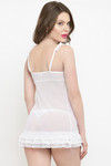 N-Gal Relaxed Fit Nylon Elastane Babydoll with Thong - White — thumbnail 3