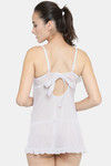 N-Gal Relaxed Fit Nylon Elastane Babydoll with Thong - White — thumbnail 3