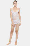N-Gal Relaxed Fit Nylon Elastane Babydoll with Thong - White — thumbnail 4
