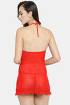 N-Gal Relaxed Fit Nylon Elastane Babydoll with Thong - Red — thumbnail 3