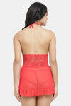 N-Gal Relaxed Fit Nylon Elastane Babydoll with Thong - Red — thumbnail 3