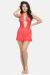 N-Gal Relaxed Fit Nylon Elastane Babydoll with Thong - Red — thumbnail 4