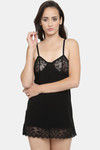 N-Gal Relaxed Fit Nylon Elastane Babydoll with Thong - Black — thumbnail 1