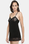 N-Gal Relaxed Fit Nylon Elastane Babydoll with Thong - Black — thumbnail 2