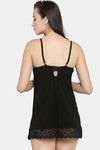 N-Gal Relaxed Fit Nylon Elastane Babydoll with Thong - Black — thumbnail 3