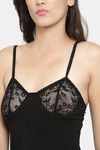 N-Gal Relaxed Fit Nylon Elastane Babydoll with Thong - Black — thumbnail 5