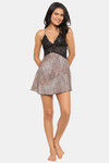 N-Gal Relaxed Fit Polyester Elastane Babydoll with Thong - Black — thumbnail 4