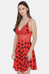 N-Gal Relaxed Fit Satin Babydoll with Thong - Red — thumbnail 2