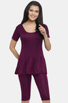 N-Gal Polyester Elastane Chlorine Resistent Swimdress - Wine — thumbnail 1