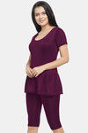 N-Gal Polyester Elastane Chlorine Resistent Swimdress - Wine — thumbnail 2
