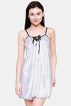 Ms.Lingies Satin Babydoll With Thong - White — thumbnail 1