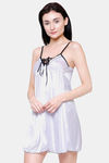 Ms.Lingies Satin Babydoll With Thong - White — thumbnail 2