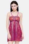 Ms.Lingies Lace Babydoll With Thong - Purple — thumbnail 1