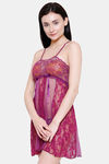 Ms.Lingies Lace Babydoll With Thong - Purple — thumbnail 2