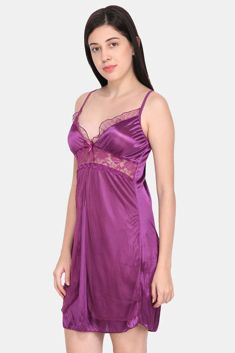 Ms.Lingies Satin Babydoll With Thong - Purple — image 2