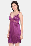 Ms.Lingies Satin Babydoll With Thong - Purple — thumbnail 2