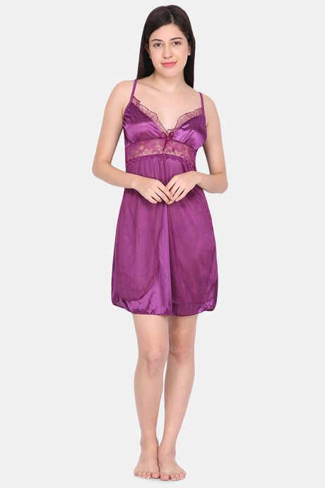 Ms.Lingies Satin Babydoll With Thong - Purple — image 4