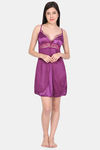 Ms.Lingies Satin Babydoll With Thong - Purple — thumbnail 4