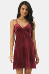 Ms.Lingies Satin Babydoll With Thong - Maroon — thumbnail 1