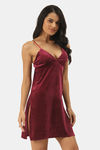 Ms.Lingies Satin Babydoll With Thong - Maroon — thumbnail 2