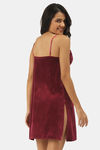 Ms.Lingies Satin Babydoll With Thong - Maroon — thumbnail 3