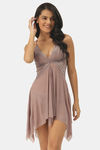 Ms.Lingies Satin Babydoll With Thong - Beige — thumbnail 1