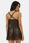 Ms.Lingies Polyester Babydoll With Thong - Black — thumbnail 3
