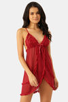 Ms.Lingies Rayon Babydoll With Thong - Maroon — thumbnail 1