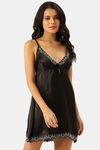 Ms.Lingies Satin Babydoll With Thong - Black — thumbnail 1