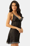 Ms.Lingies Satin Babydoll With Thong - Black — thumbnail 2
