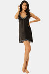 Ms.Lingies Satin Babydoll With Thong - Black — thumbnail 4