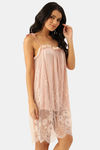 Ms.Lingies Lace Babydoll With Thong - Peach — thumbnail 2