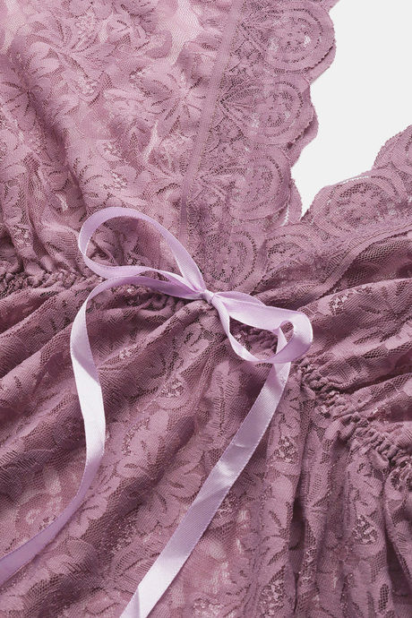 Ms.Lingies Lace Babydoll With Thong - Purple — image 4