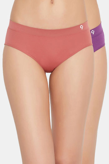 model image of C9 Medium Rise Three-Fourth Coverage Seamless Bikini Panty (Pack Of 2) - Dusty Cedar Purple