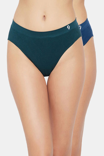 model image of C9 Mid Rise Seamless Bikini Panty (Pack Of 2) - Dark Bluee Green