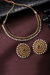 Peora Brass Gold Plated Black Choker Necklace Jewellery Set - Black — thumbnail 2
