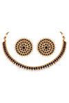 Peora Brass Gold Plated Black Choker Necklace Jewellery Set - Black — thumbnail 3