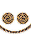 Peora Brass Gold Plated Black Choker Necklace Jewellery Set - Black — thumbnail 6