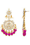 Peora Gold Plated Brass Kundan Faux Pearl Chandbali Earrings Jewellery - Rani Pink — thumbnail 3