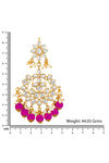 Peora Gold Plated Brass Kundan Faux Pearl Chandbali Earrings Jewellery - Rani Pink — thumbnail 4