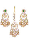 Peora Brass Gold Plated Kundan Chandbali Earrings & Maang Tikka Jewellery Set (PF24ET4153G) — thumbnail 3