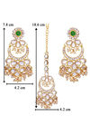 Peora Brass Gold Plated Kundan Chandbali Earrings & Maang Tikka Jewellery Set (PF24ET4153G) — thumbnail 4