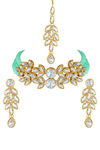 Peora Gold Plated Brass Crystal Pearl Choker Necklace & Drop Earring Jewellery Set (PF24N10204MNT) — thumbnail 2
