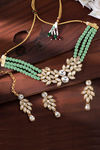 Peora Gold Plated Brass Crystal Pearl Choker Necklace & Drop Earring Jewellery Set (PF24N10204MNT) — thumbnail 3
