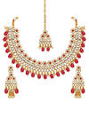 Peora Gold Plated Dulhan Kundan Faux Pearl Choker Necklace Earring Maang Tikka Jewellery (PF24N2950R) — thumbnail 2
