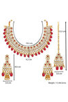 Peora Gold Plated Dulhan Kundan Faux Pearl Choker Necklace Earring Maang Tikka Jewellery (PF24N2950R) — thumbnail 4