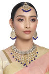Peora Gold Plated Brass Kundan Necklace & Earring Jewellery Maang Tikka Set (PF25N1177B) — thumbnail 1