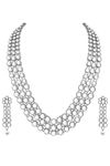 Peora Silver Plated Brass And Kundan Long Necklace Earring Set Jewellery (PF25N867RW) — thumbnail 3