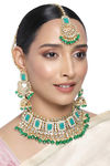 Peora Gold Plated Rani Padmavati Kundan Faux Pearl Choker Necklace & Earrings Maang Tikka Jewellery(PF26N1383G) — thumbnail 1
